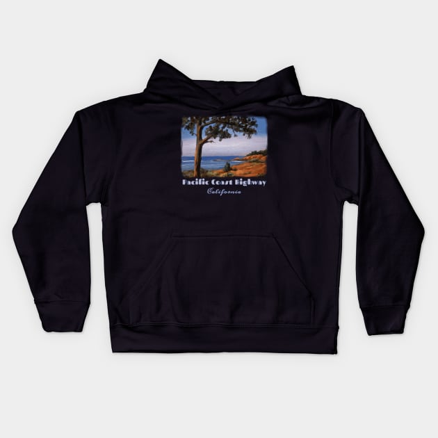 Pacific Coast Highway, California. Northern California coastal seascape Kids Hoodie by jdunster